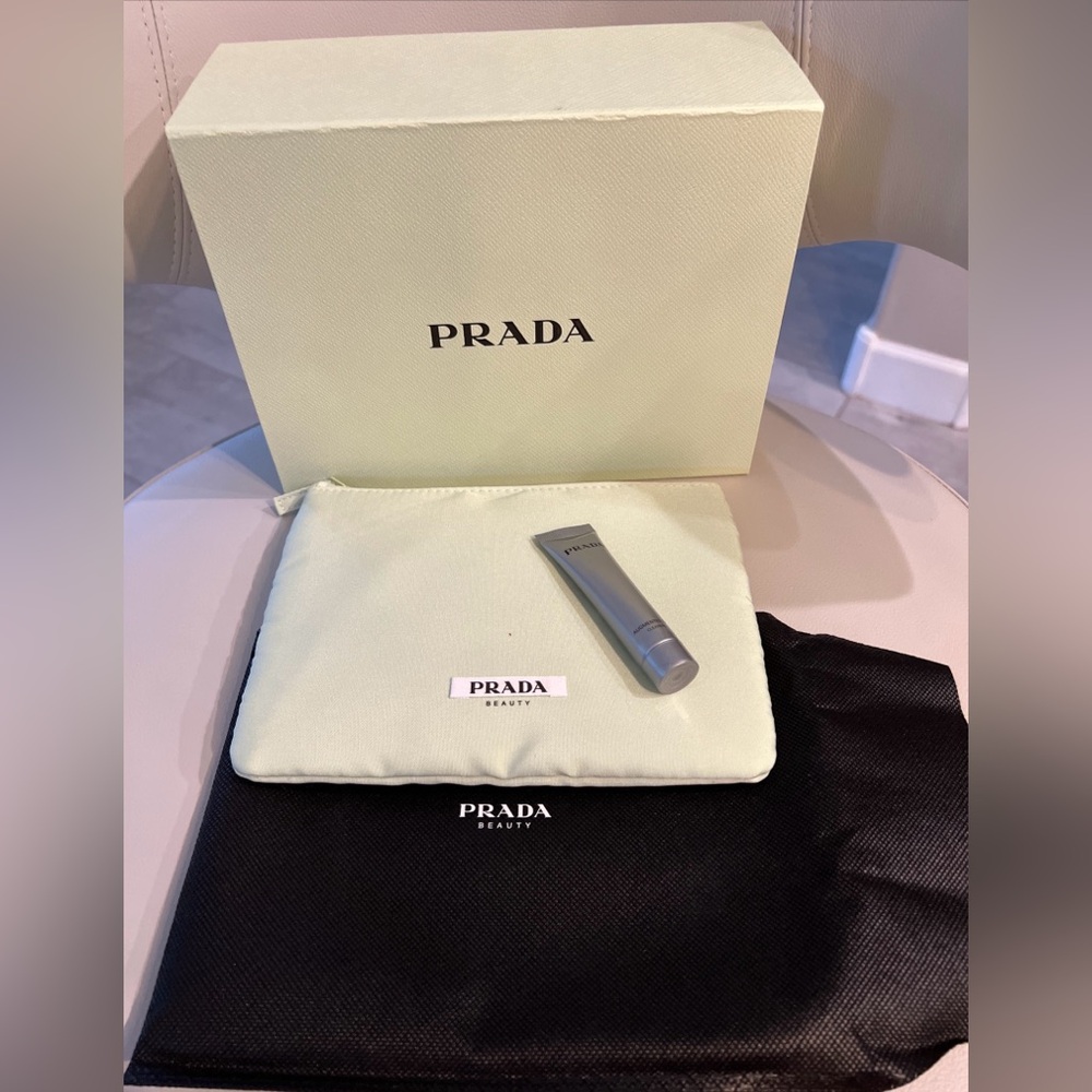 Prada Lite Green Clutch Bag Cosmetic Pouch New with Dust Bag, Cleanser